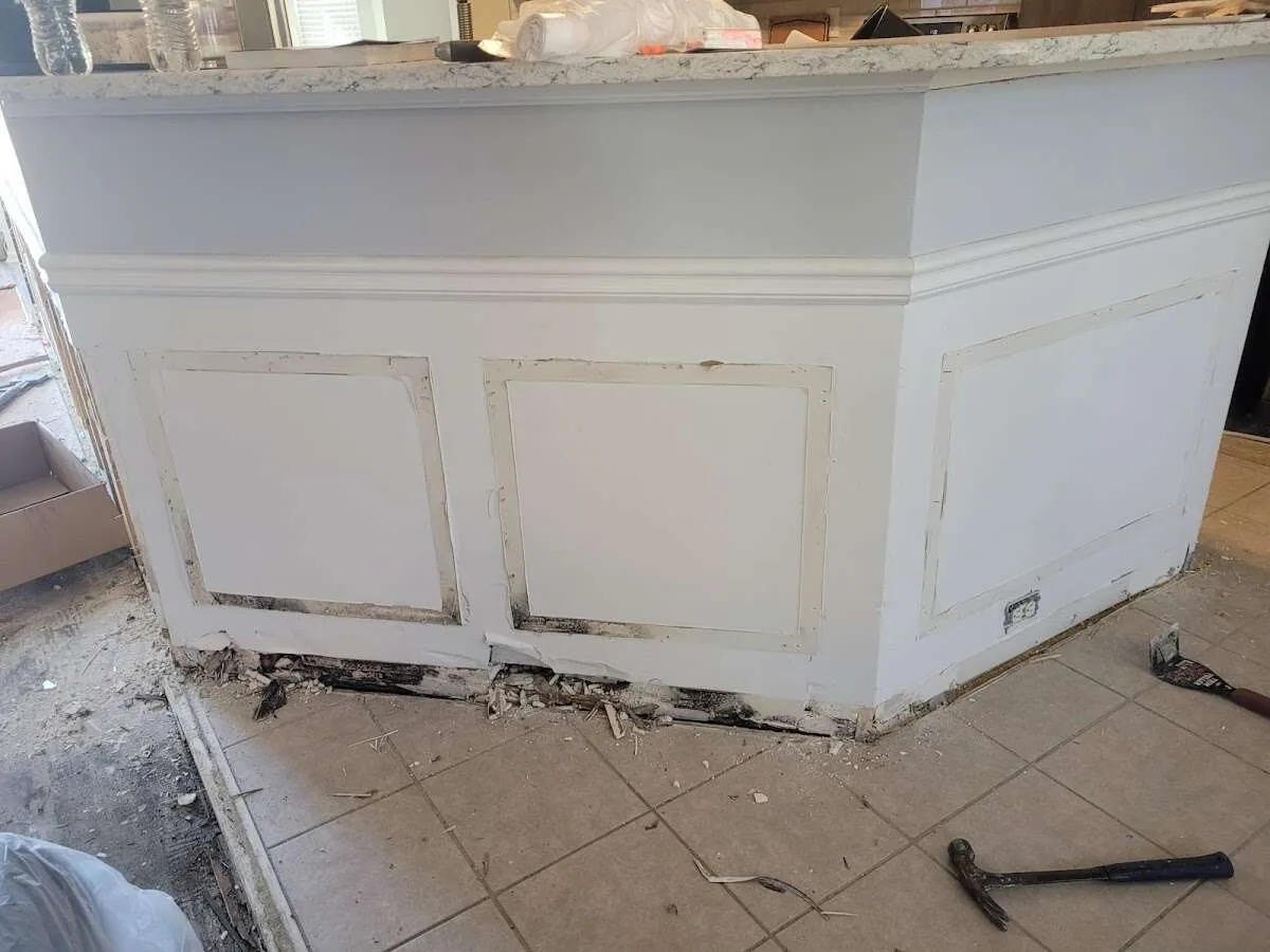Water damage and mold on kitchen during Storm Damage Restoration in Bethel